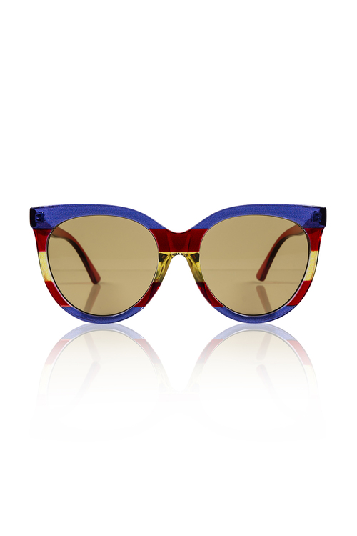 Οβάλ cat eye γυαλιά με τριχρωμία - ΚΟΚΚΙΝΟ