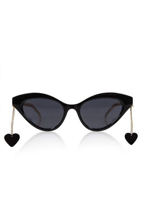 Γυαλιά ηλίου με heart design αξεσουάρ - ΜΑΥΡΟ