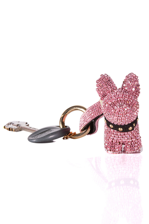 Μπρελόκ σκυλάκι με στρας - ΡΟΖ