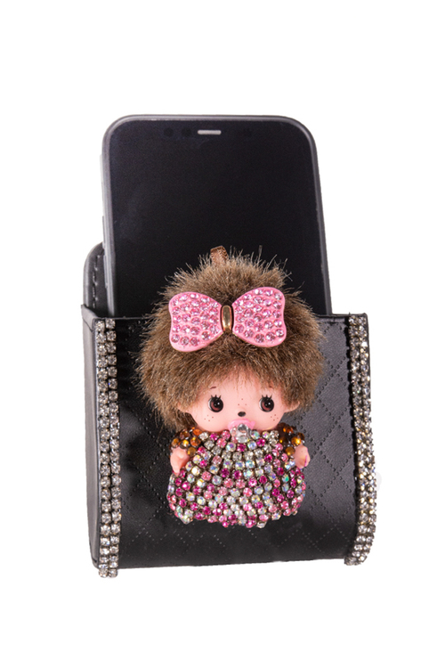 Θήκη κινητού με σχέδιο κοριτσάκι - ΜΑΥΡΟ