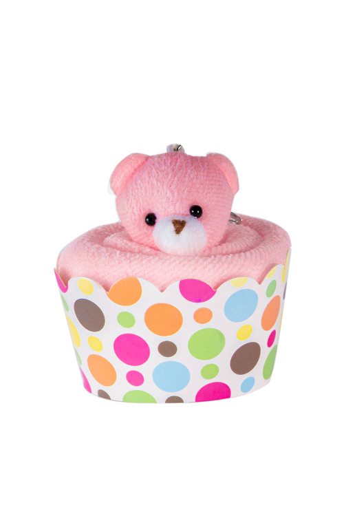 Πετσέτα χεριών με σχέδιο αρκουδάκι - ΡΟΖ