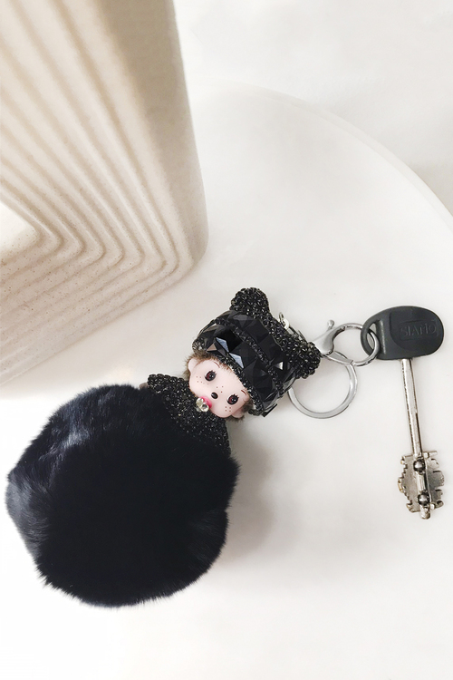 Μπρελόκ με φουντάκι - ΜΑΥΡΟ