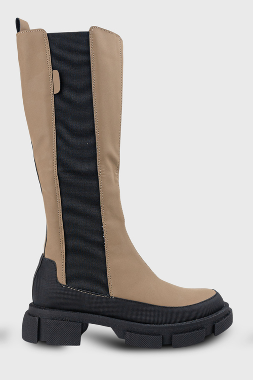 Μπότες δερματίνη με λάστιχο - ΜΠΕΖ ΣΚΟΥΡΟ