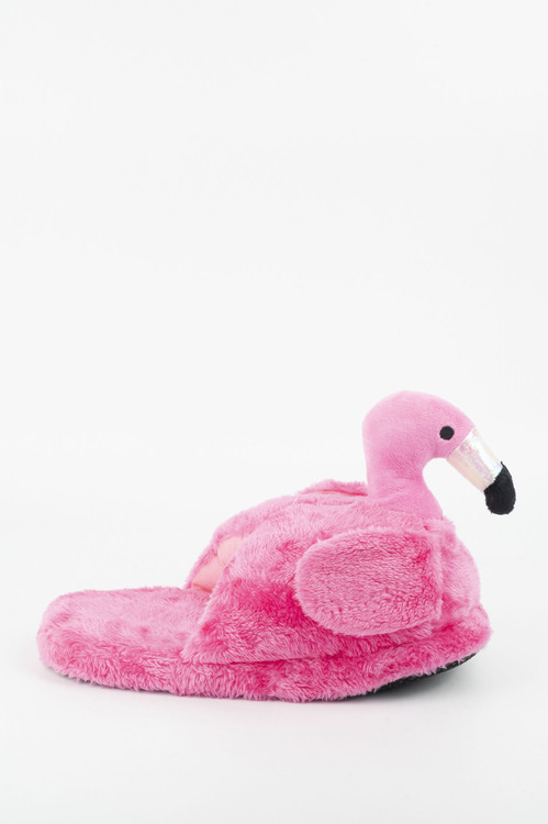 Παντόφλες με σχέδιο flamingo  - ΦΟΥΞΙΑ