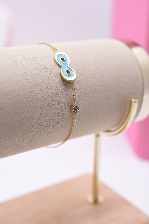 Ατσάλινο βραχιόλι με σχέδιο Άπειρο - ΓΑΛΑΖΙΟ