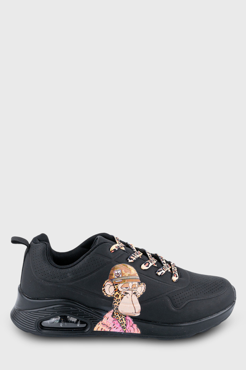 Sneaker αερόσολα με κούλ σχέδιο - ΜΑΥΡΟ