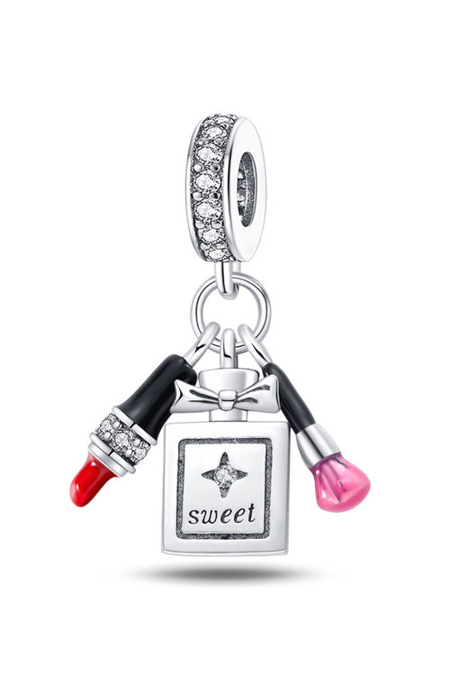 Μενταγιόν Μπουκάλι Άρωμα με Κραγιόν - Silver Plating