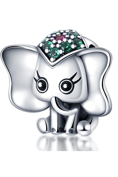 Σύμβολο Χαριτωμένος Ελέφαντας με Πολύχρωμους Κρυστάλλους - Silver Plating