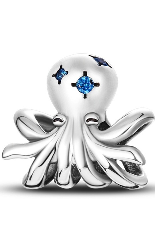 Σύμβολο Χταπόδι με Μπλε Κρυστάλλους - Silver Plating
