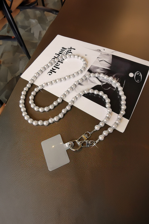 Κομψή Αλυσίδα Κινητού με Πέρλες & Χρυσές Λεπτομέρειες - ΑΣΗΜΙ