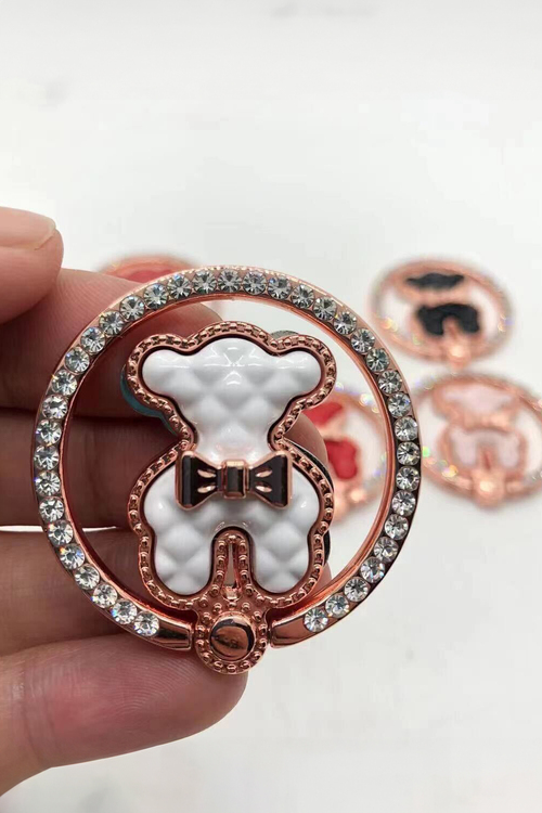 Δαχτυλίδι Στήριξης Κινητού με Αρκουδάκι & Στρας - ΑΣΠΡΟ