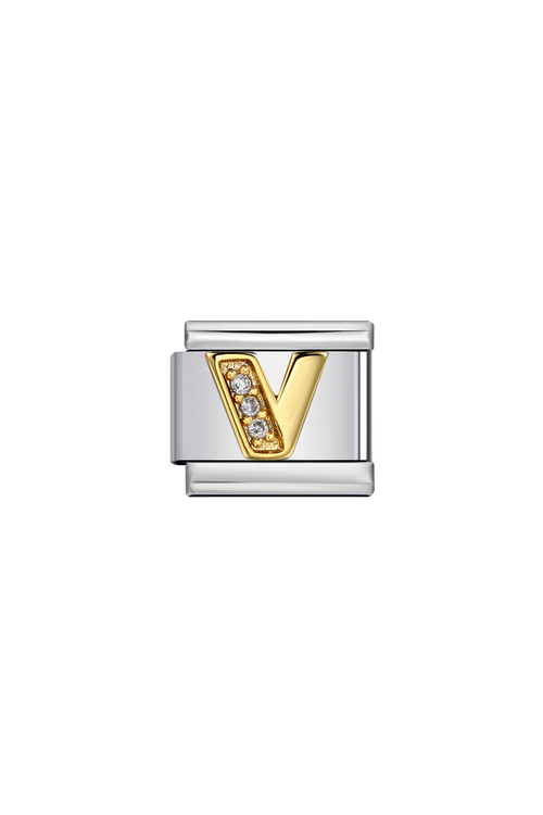 Μονόγραμμα Δίχρωμο Charm με Διακοσμητικές Πέτρες - CHARM 3