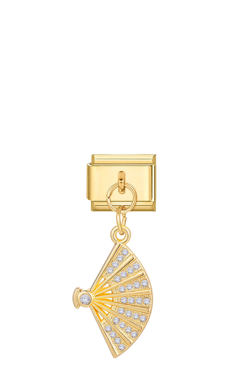 Χρυσό Charm "Βεντάλια με Κρύσταλλα" - ΧΡΥΣΟ