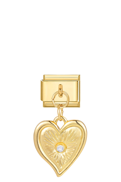 Χρυσό Charm "Καρδιά με Κρύσταλλο" - ΧΡΥΣΟ