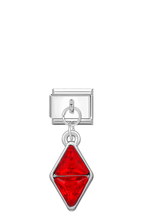 Charm "Διπλό Ρόμβος με Κόκκινες Πέτρες" - ΑΣΗΜΙ