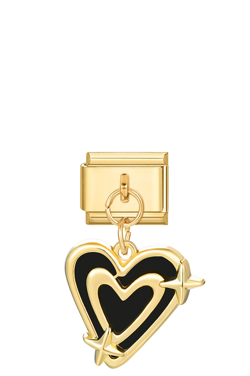 Charm "Διπλή Καρδιά με Αστέρια" - ΧΡΥΣΟ