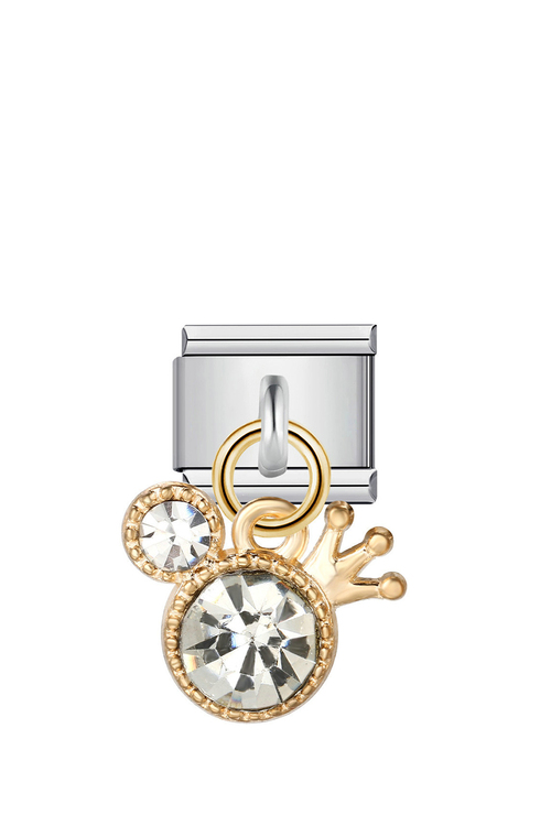 Charm - Χρυσό με Στράς και Στέμμα - ΑΣΗΜΙ