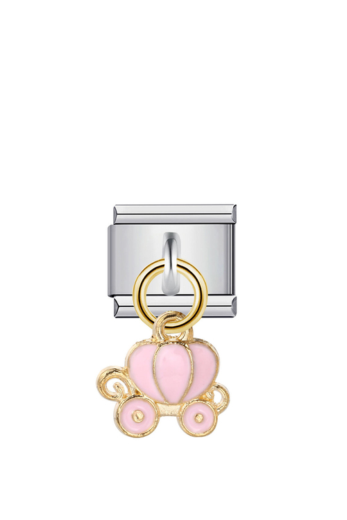 Charm για Βραχιόλι - Ροζ Χρυσή Άμαξα - ΑΣΗΜΙ