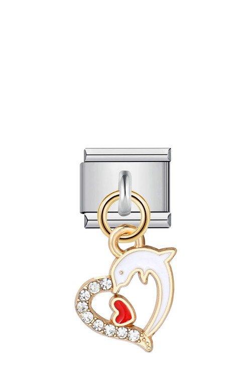 Charm - Δελφίνι με Καρδιά και Στρας - ΑΣΗΜΙ