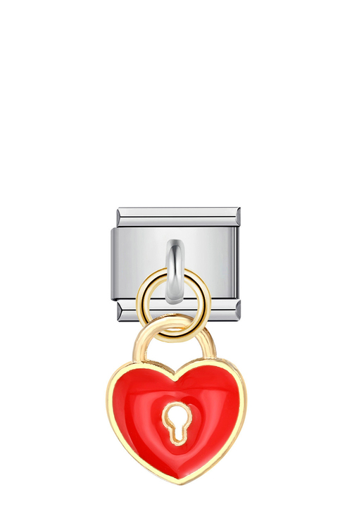 Charm για Βραχιόλι - Κόκκινη Καρδιά Λουκέτο - ΑΣΗΜΙ